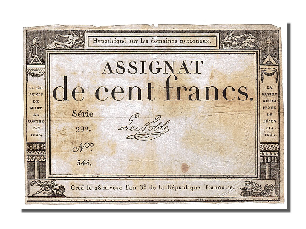 Banknote, France, 100 Francs, 1795, Le Noble, EF(40-45), KM:A78, Lafaurie:173