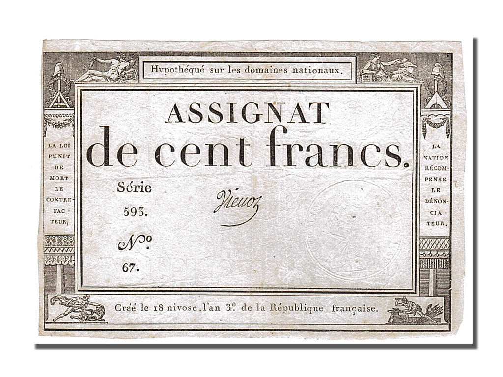 Banknote, France, 100 Francs, 1795, Vienoz, EF(40-45), KM:A78, Lafaurie:173