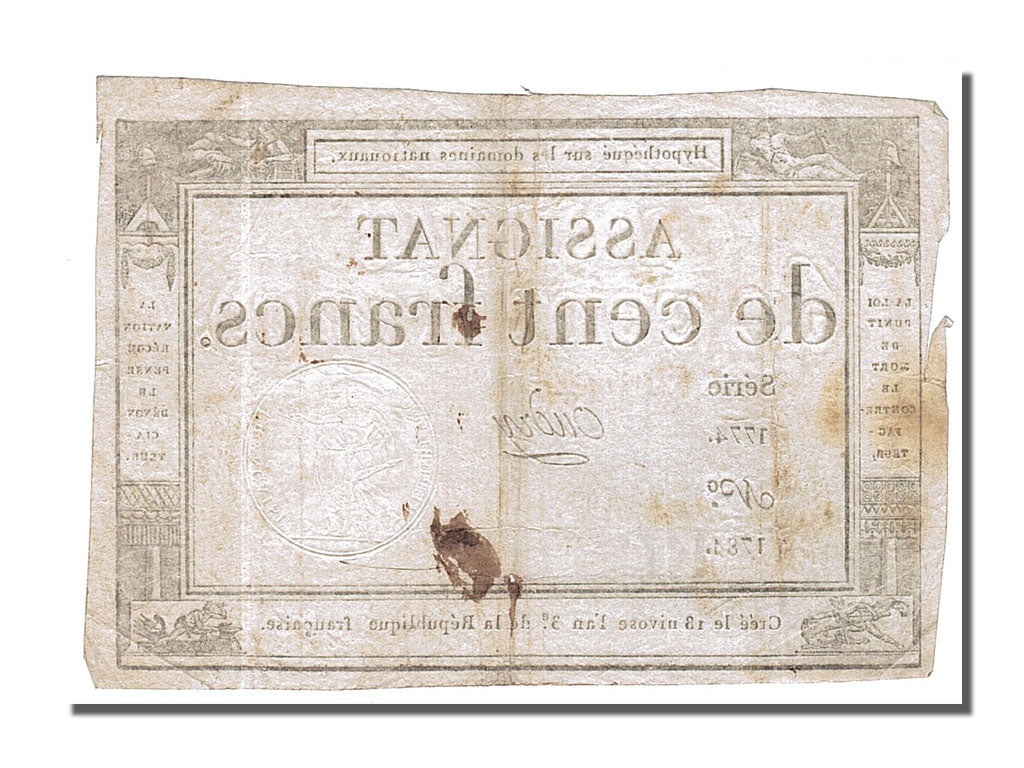 Banconote, Francia, 100 Francs, 1795, Oudry, BB, KM:A78, Lafaurie:173
