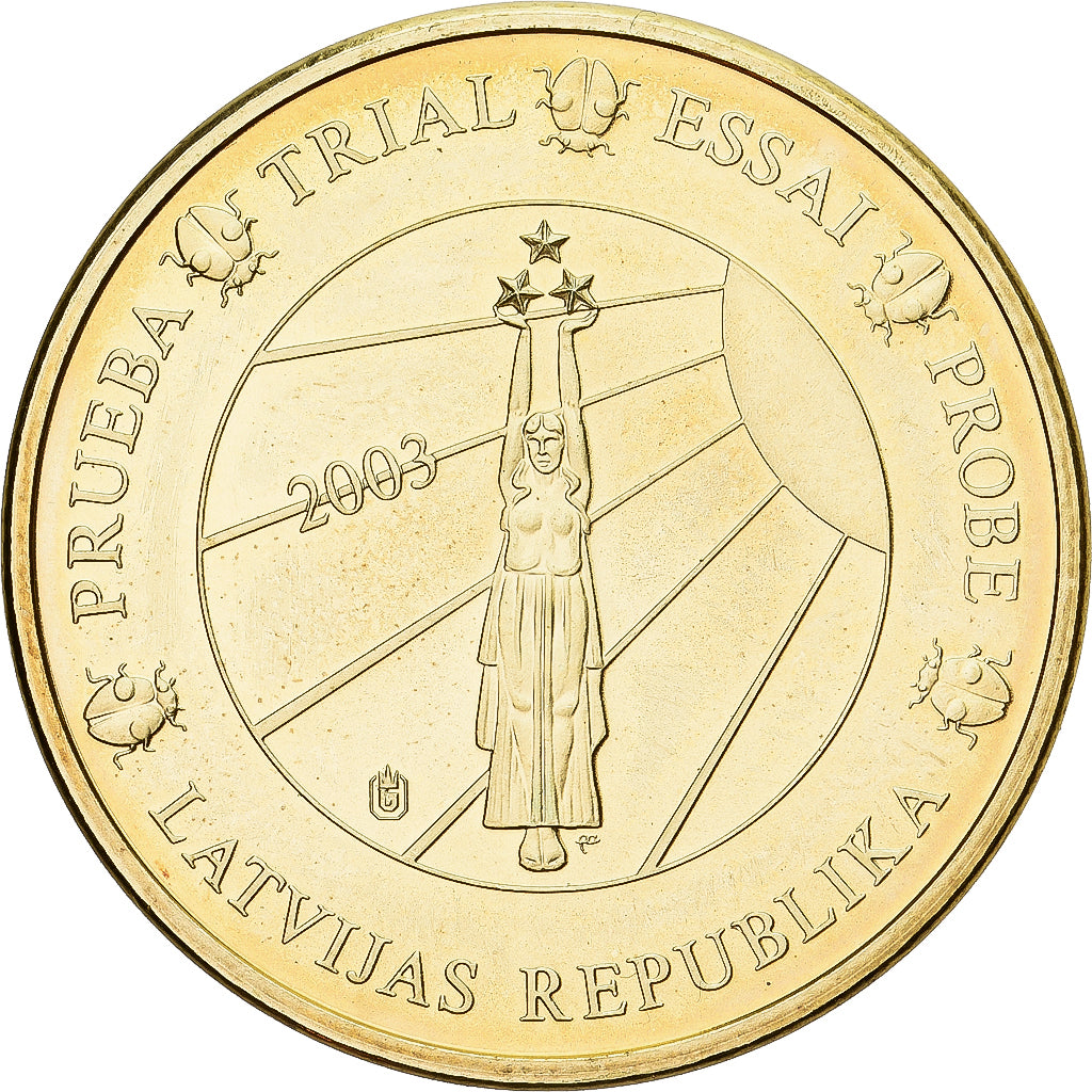 Latvia, Medal, 20 C, Essai-Trial, 2003, MS(65-70), Copper-Nickel Gilt
