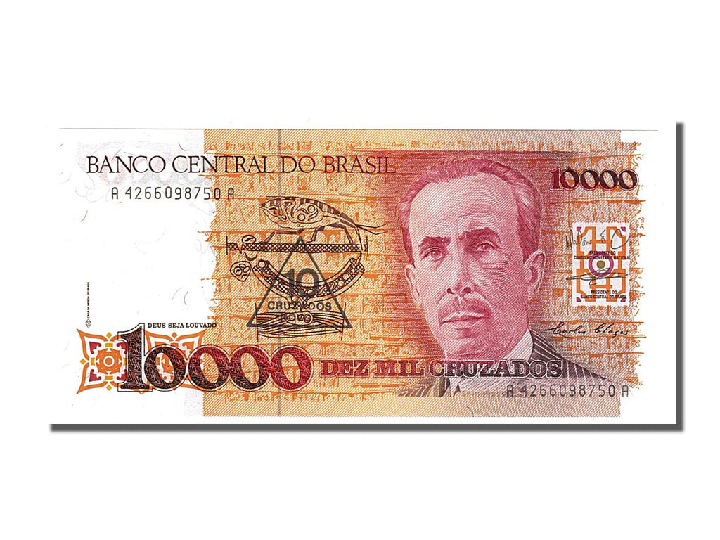 Biljet, Brazilië, 10 Cruzados Novos on 10,000 Cruzados, 1990, NIEUW