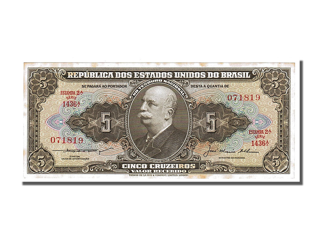 Banknote, Brazil, 5 Cruzeiros, 1953, UNC(63)