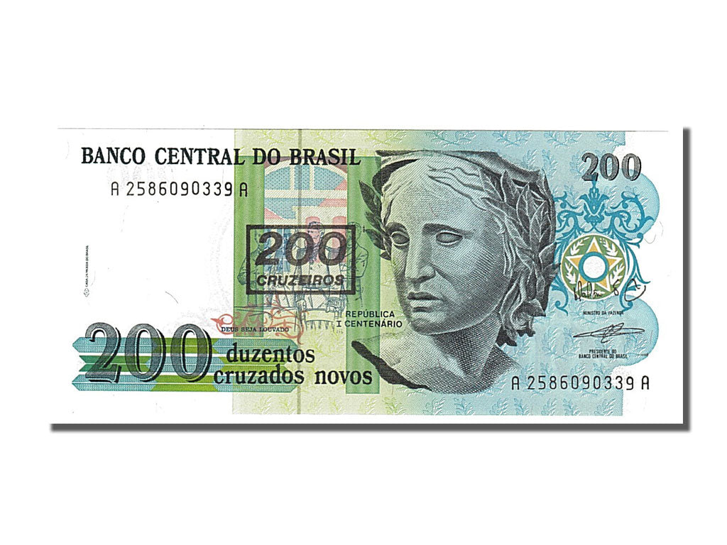 Billete, 200 Cruzeiros on 200 Cruzados Novos, 1990, Brasil, UNC
