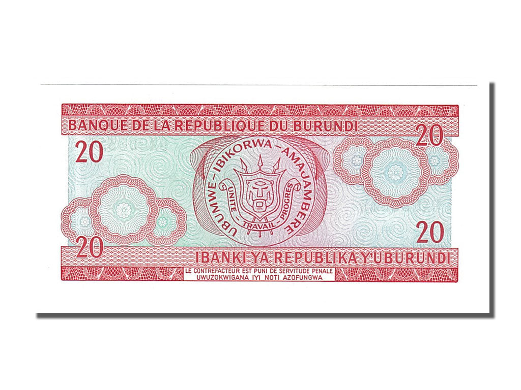 Banknote, Burundi, 20 Francs, 2007, 2007-11-01, UNC(65-70)