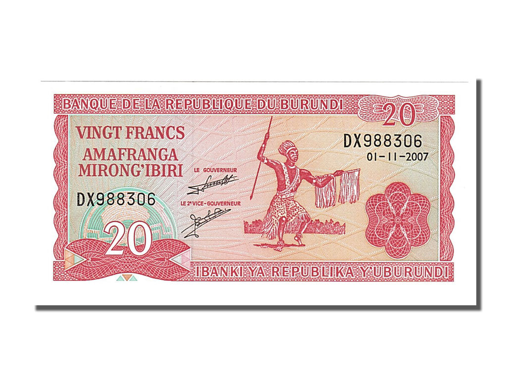 Banknote, Burundi, 20 Francs, 2007, 2007-11-01, UNC(65-70)