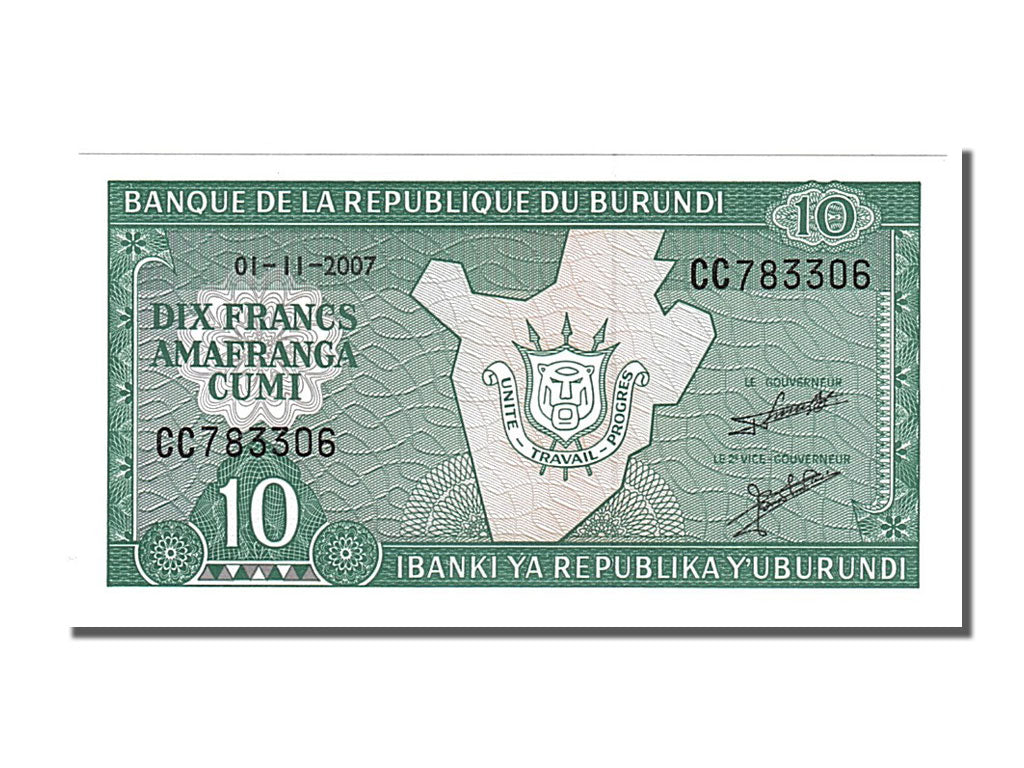 Banknote, Burundi, 10 Francs, 2007, 2007-11-01, UNC(65-70)
