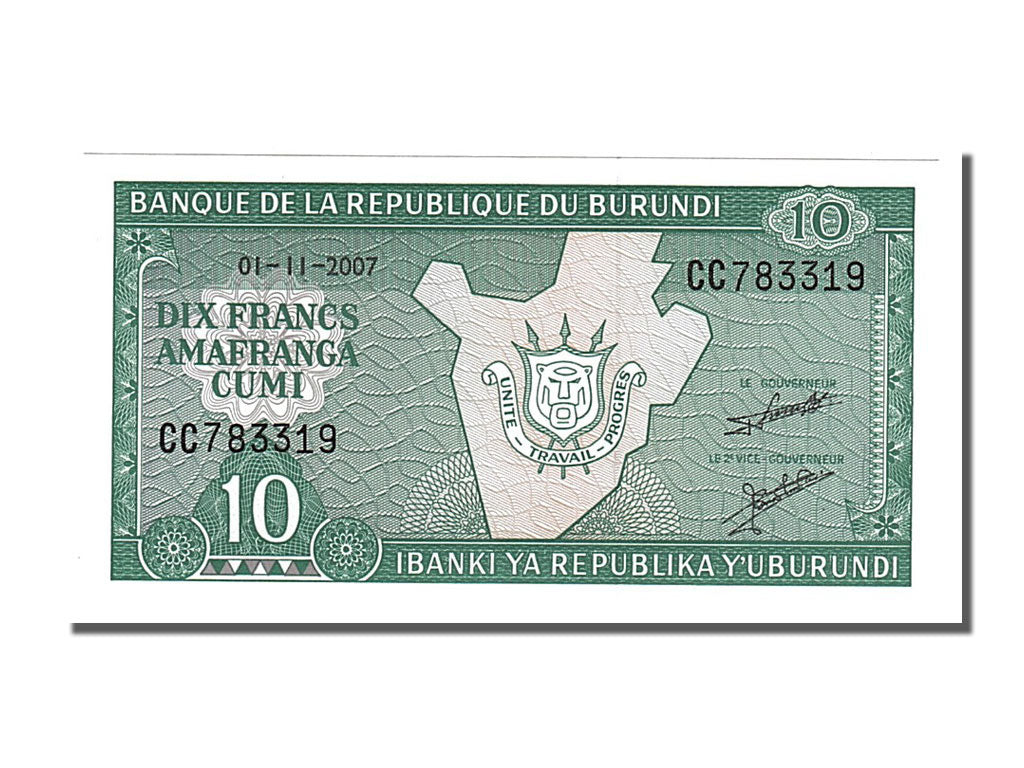 Banknote, Burundi, 10 Francs, 2007, 2007-11-01, UNC(65-70)