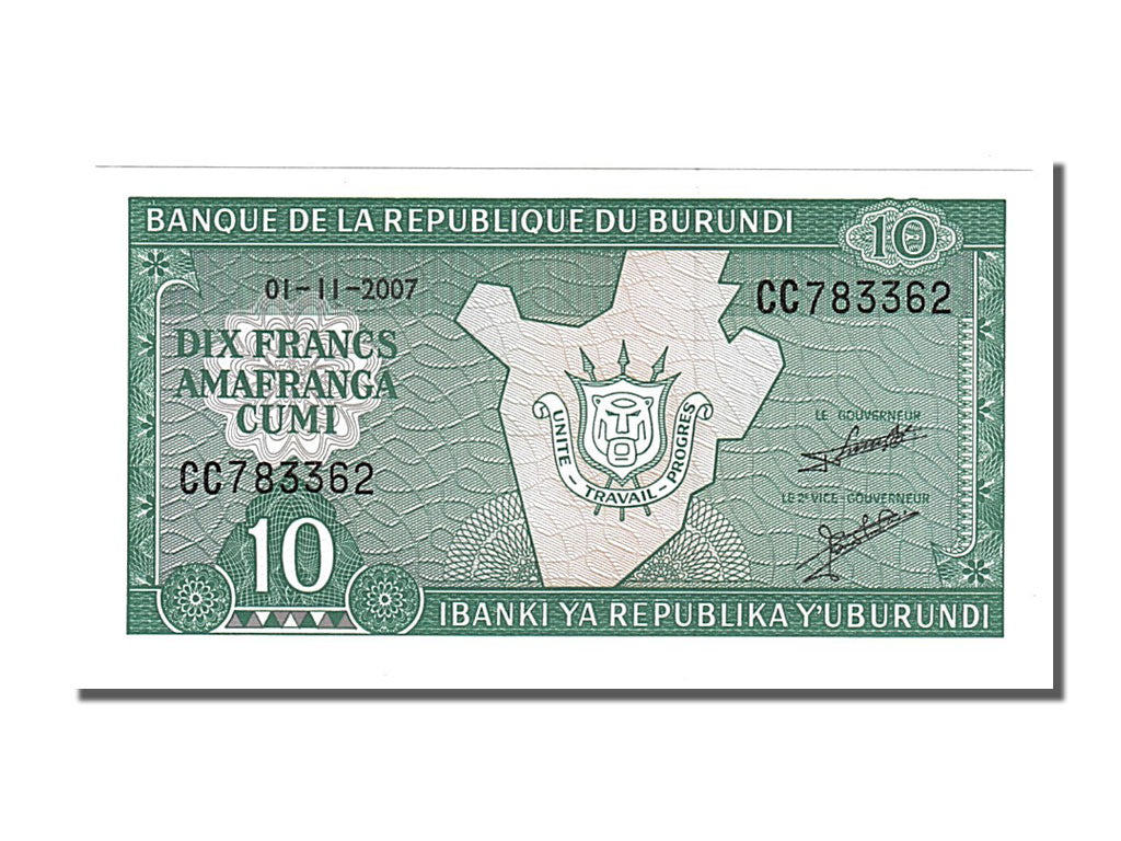 Banknote, Burundi, 10 Francs, 2007, 2007-11-01, UNC(65-70)