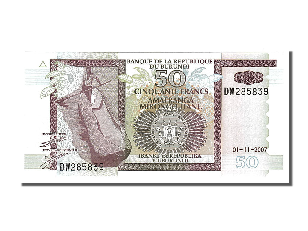 Banknote, Burundi, 50 Francs, 2007, 2007-11-01, UNC(65-70)