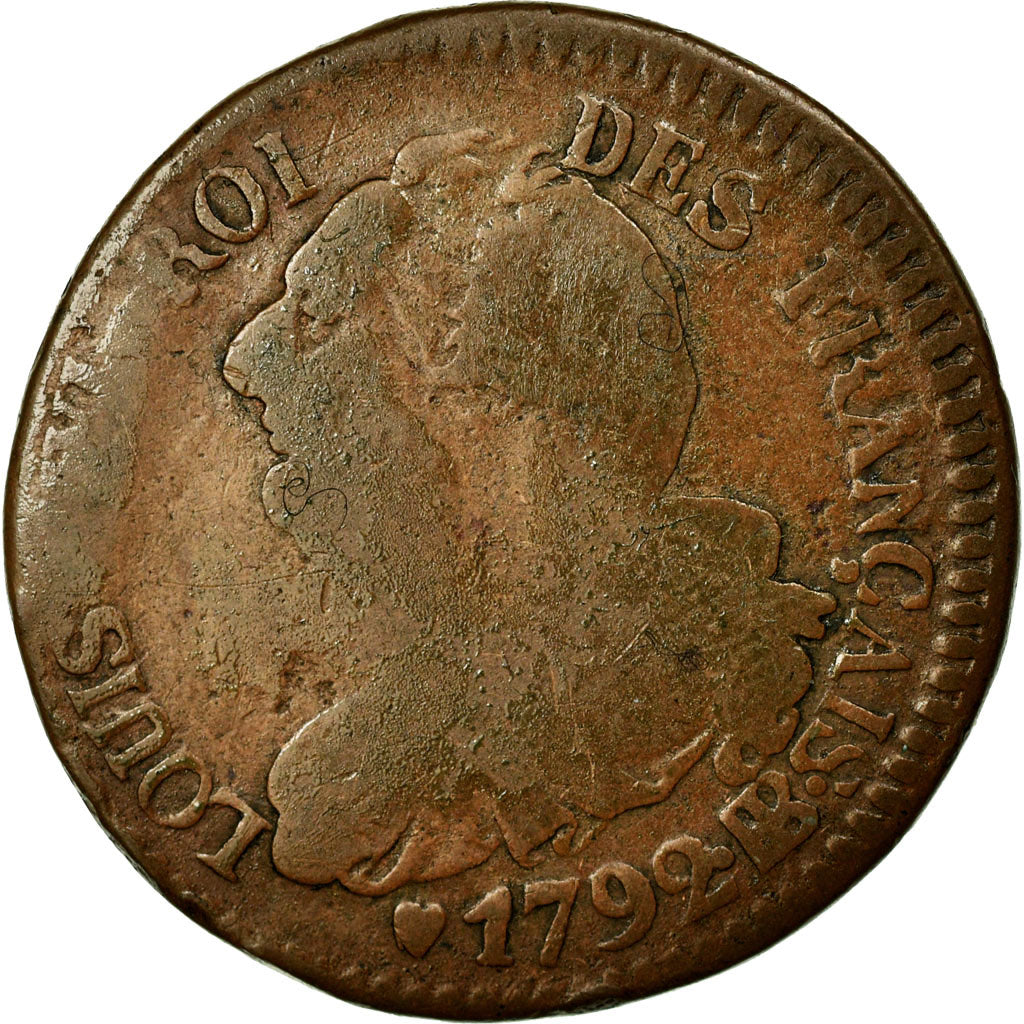 Monnaie, France, 6 deniers français, 6 Deniers, 1792, Strasbourg, B, Bronze