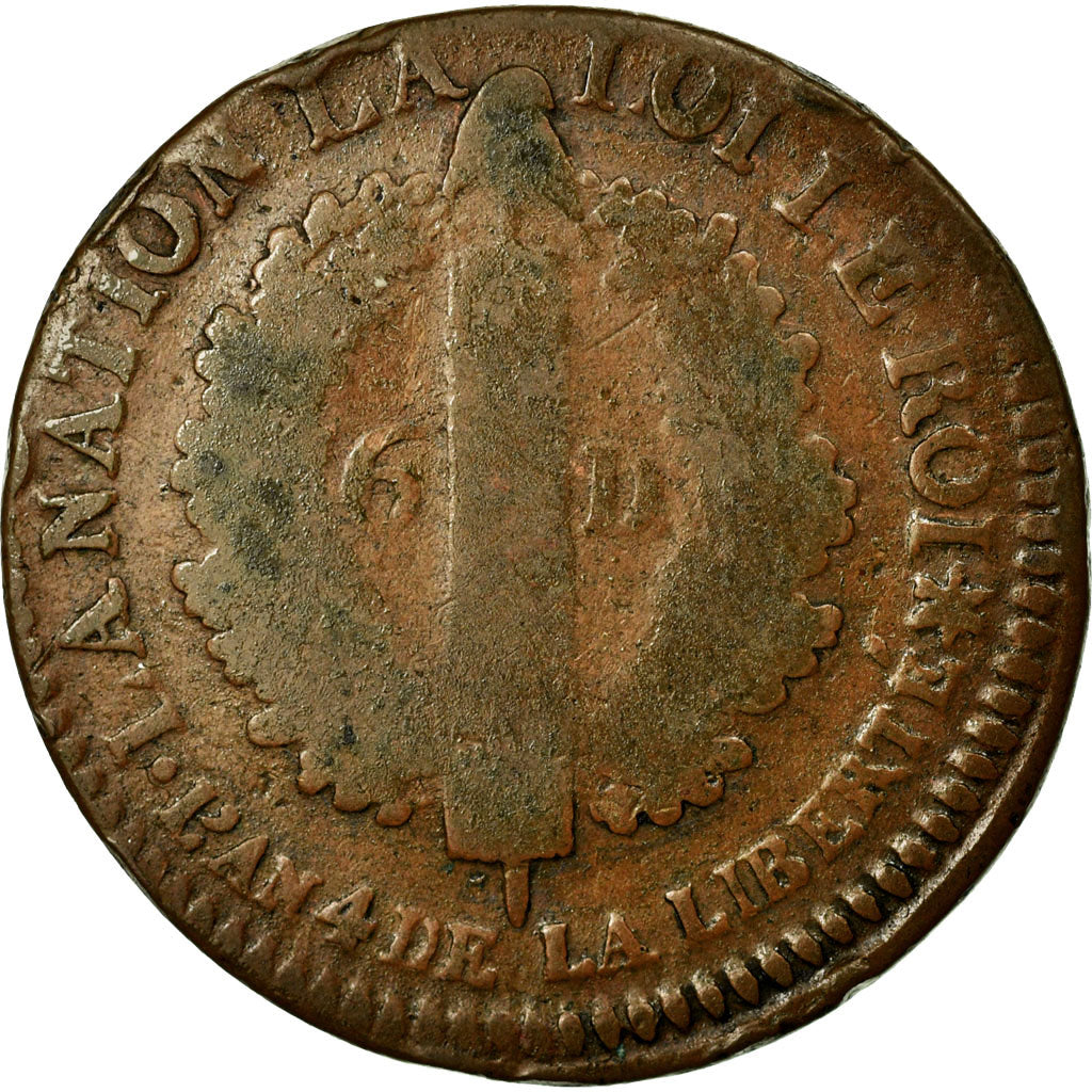 Coin, France, 6 deniers français, 6 Deniers, 1792, Strasbourg, VG(8-10)