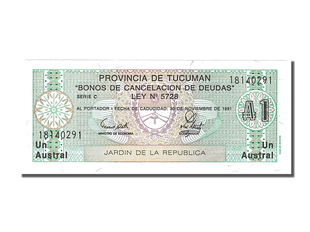 Banknote, Argentina, 1 Austral, 1991, 1991-11-30, UNC(65-70)