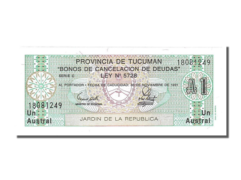 Banknote, Argentina, 1 Austral, 1991, 1991-11-30, UNC(65-70)