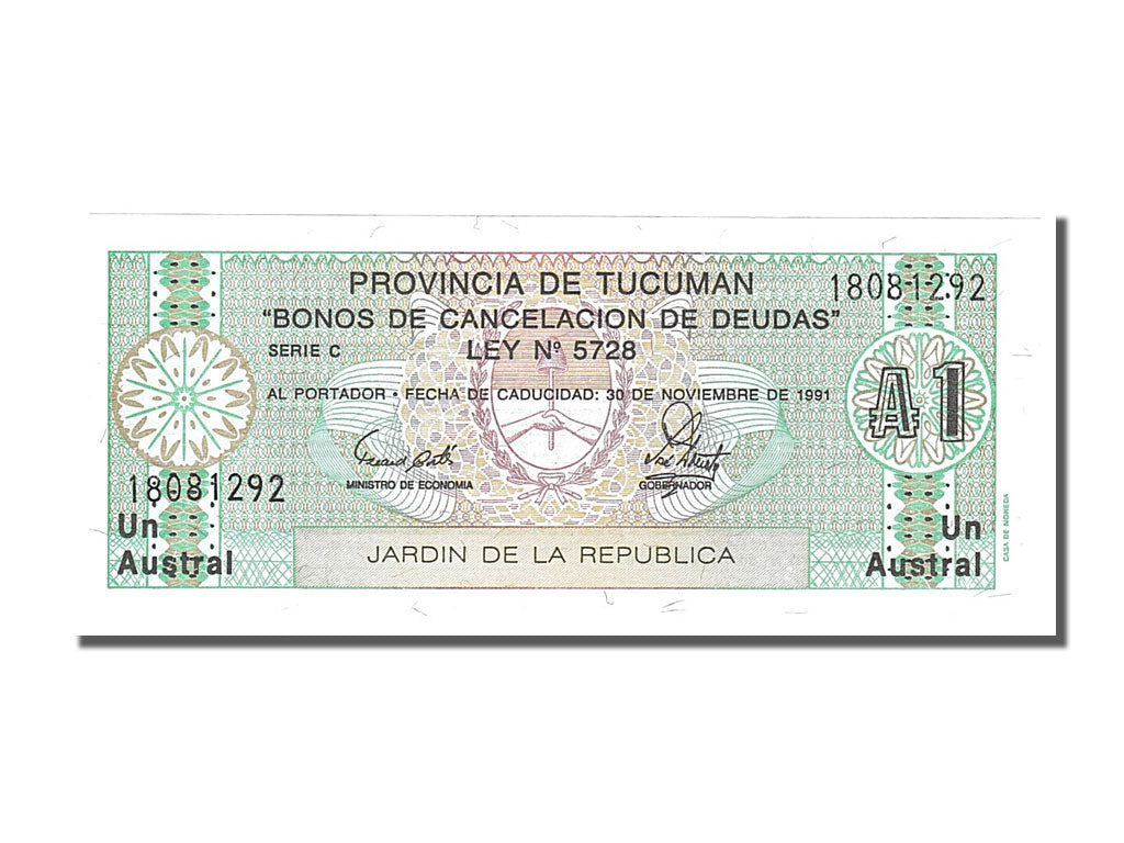 Banknote, Argentina, 1 Austral, 1991, 1991-11-30, UNC(65-70)