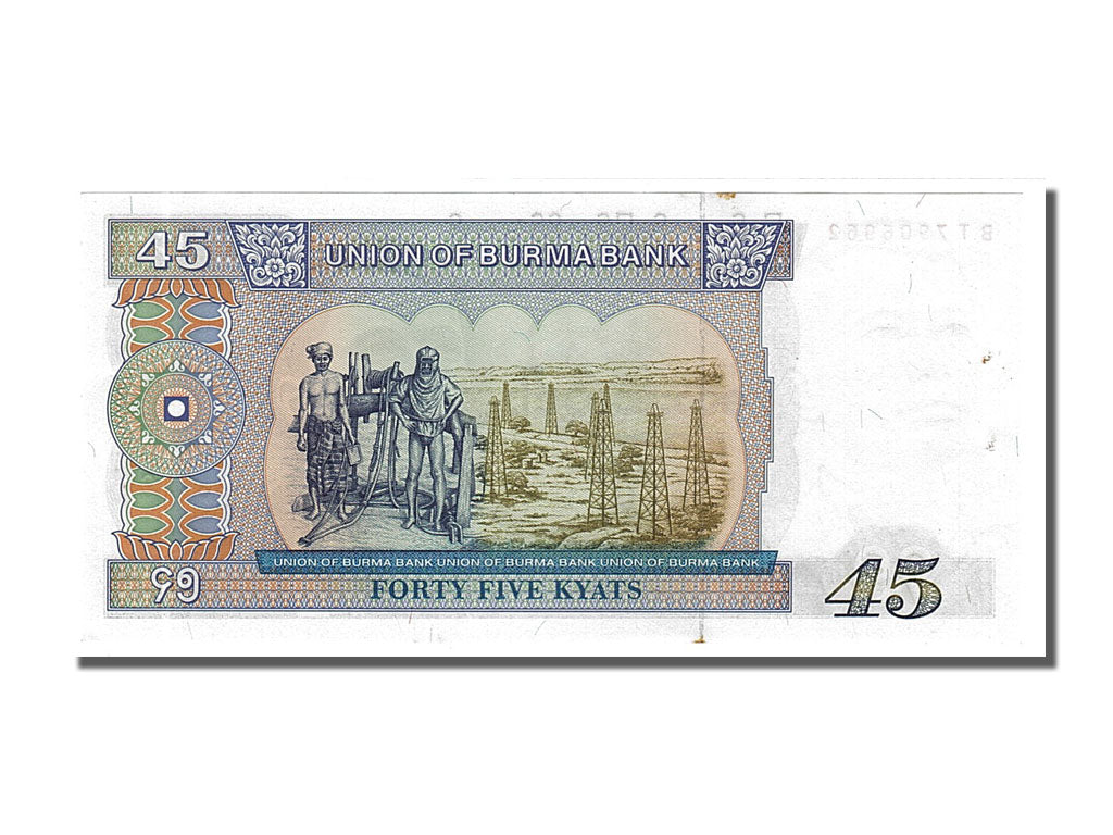 Banconote, Birmania, 45 Kyats, 1987, SPL