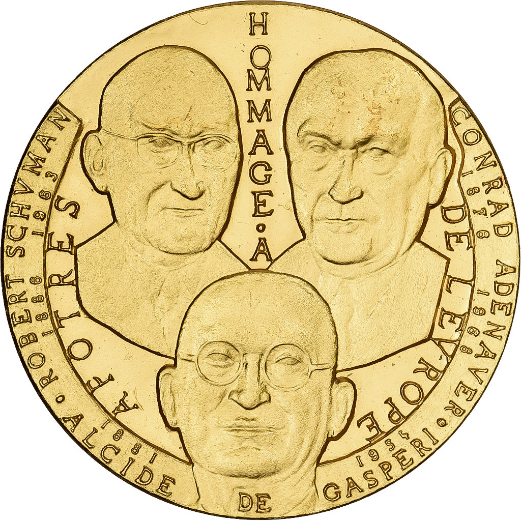 Francia, ficha, Hommage aux Apôtres de l'Europe, 1972, Bronzo dorato, De
