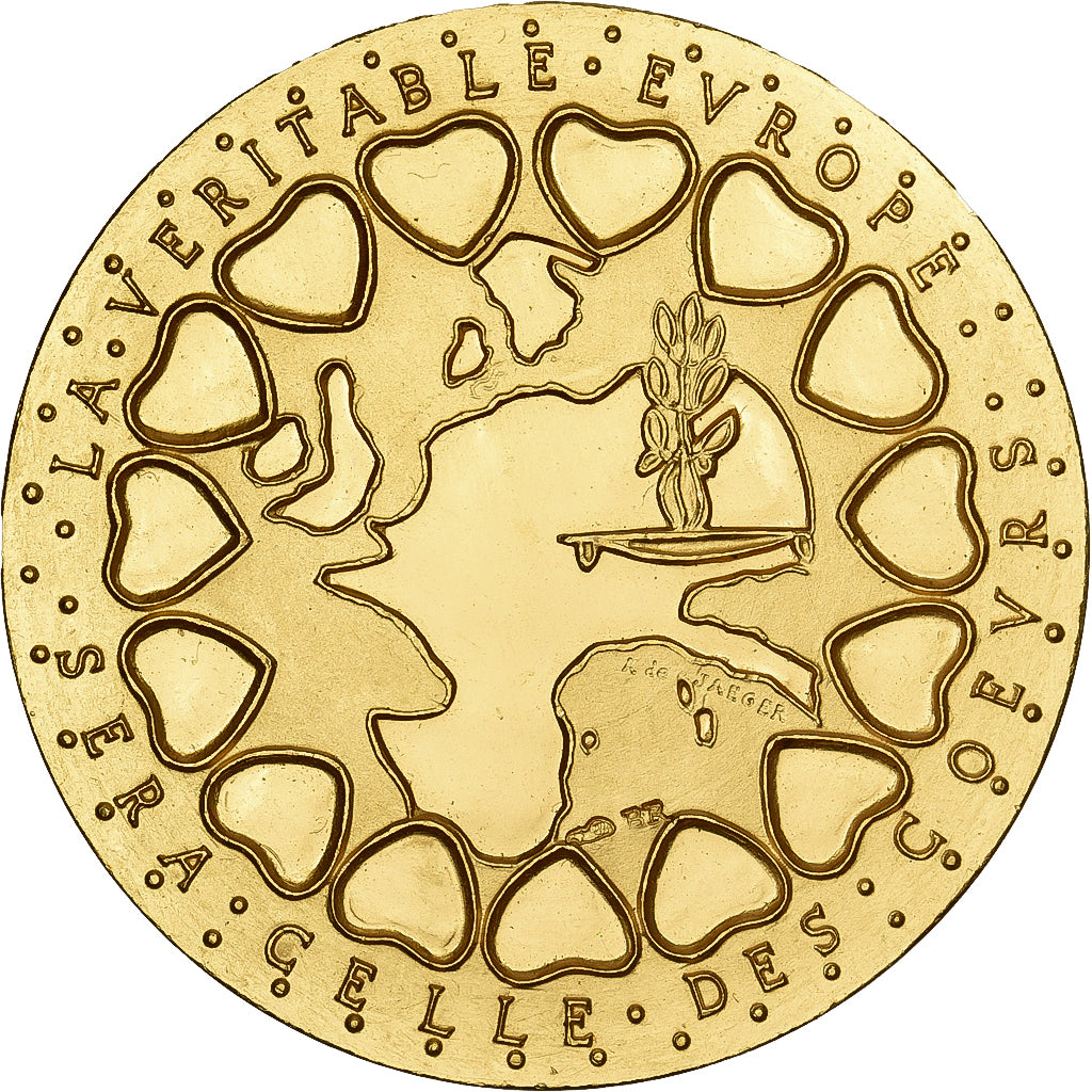Francia, ficha, Hommage aux Apôtres de l'Europe, 1972, Bronzo dorato, De