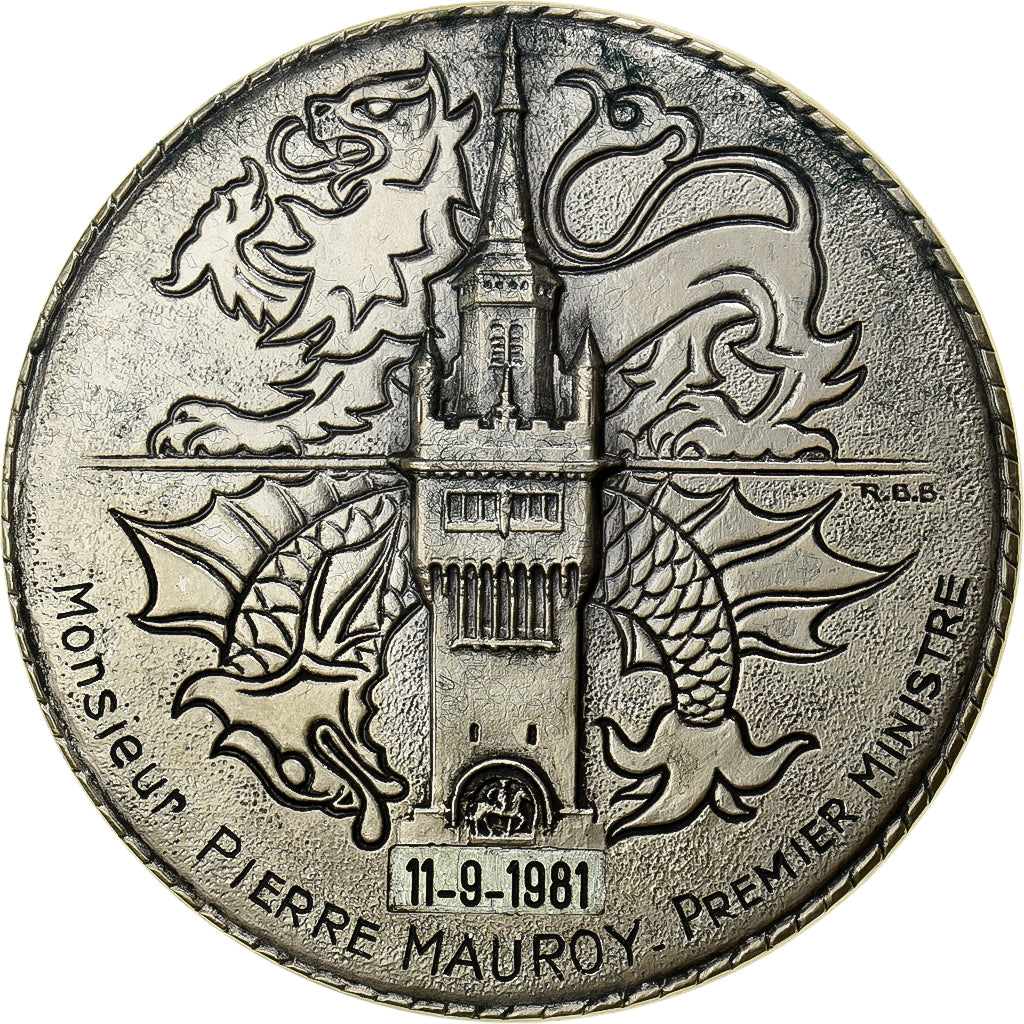 France, Médaille, Pierre Mauroy, Port Autonome de Dunkerque, 1981, Argent, SUP