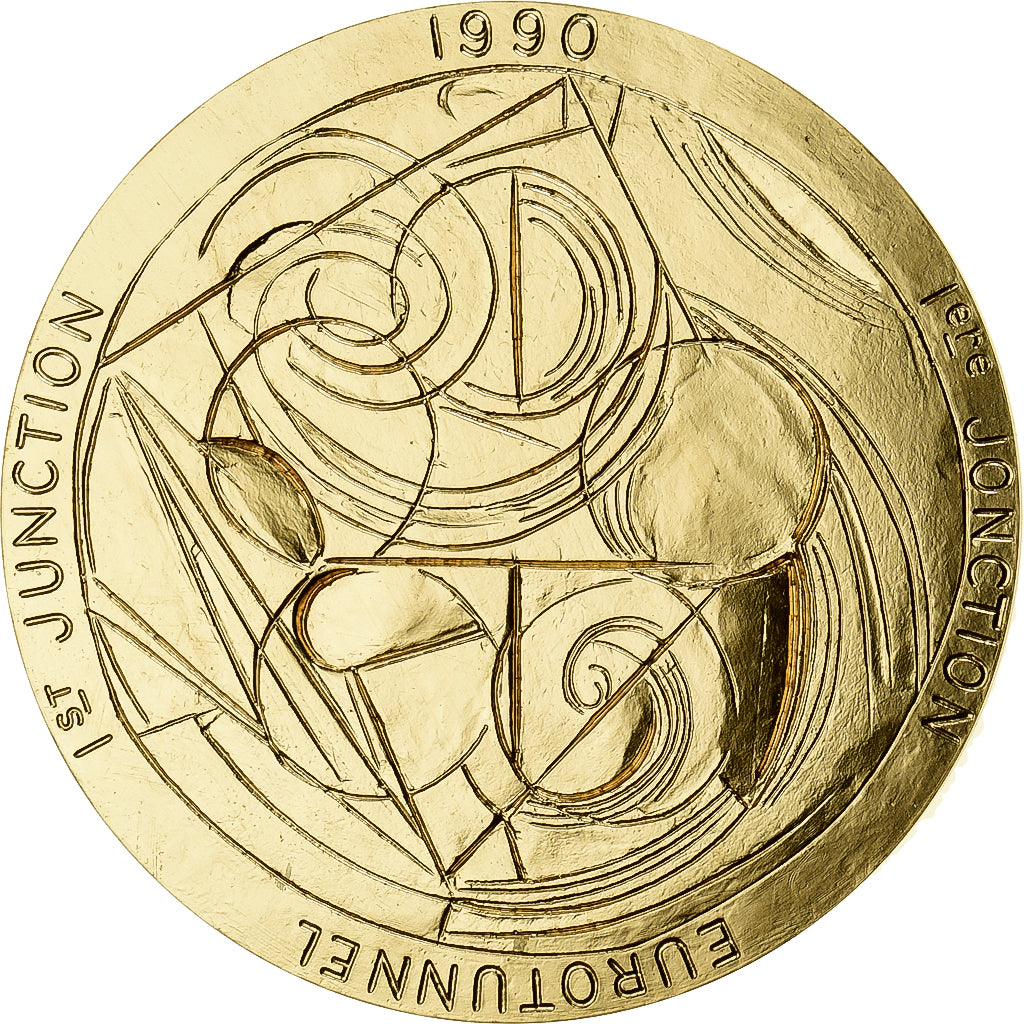 Frankrijk, Medaille, Eurotunnel, Première Jonction, 1990, Bronzen, UNC-
