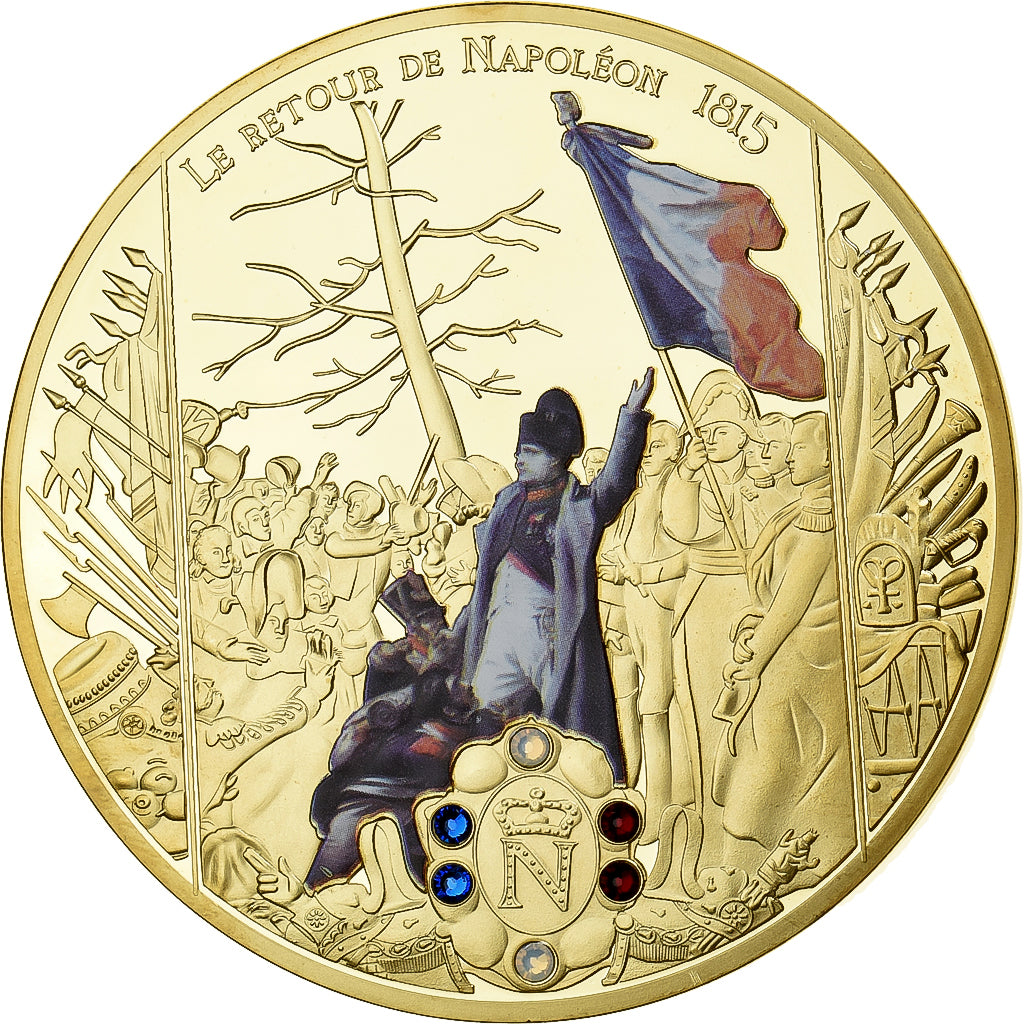 Francia, medaglia, Le Retour de Napoléon, 1815, Rame dorato, SPL+