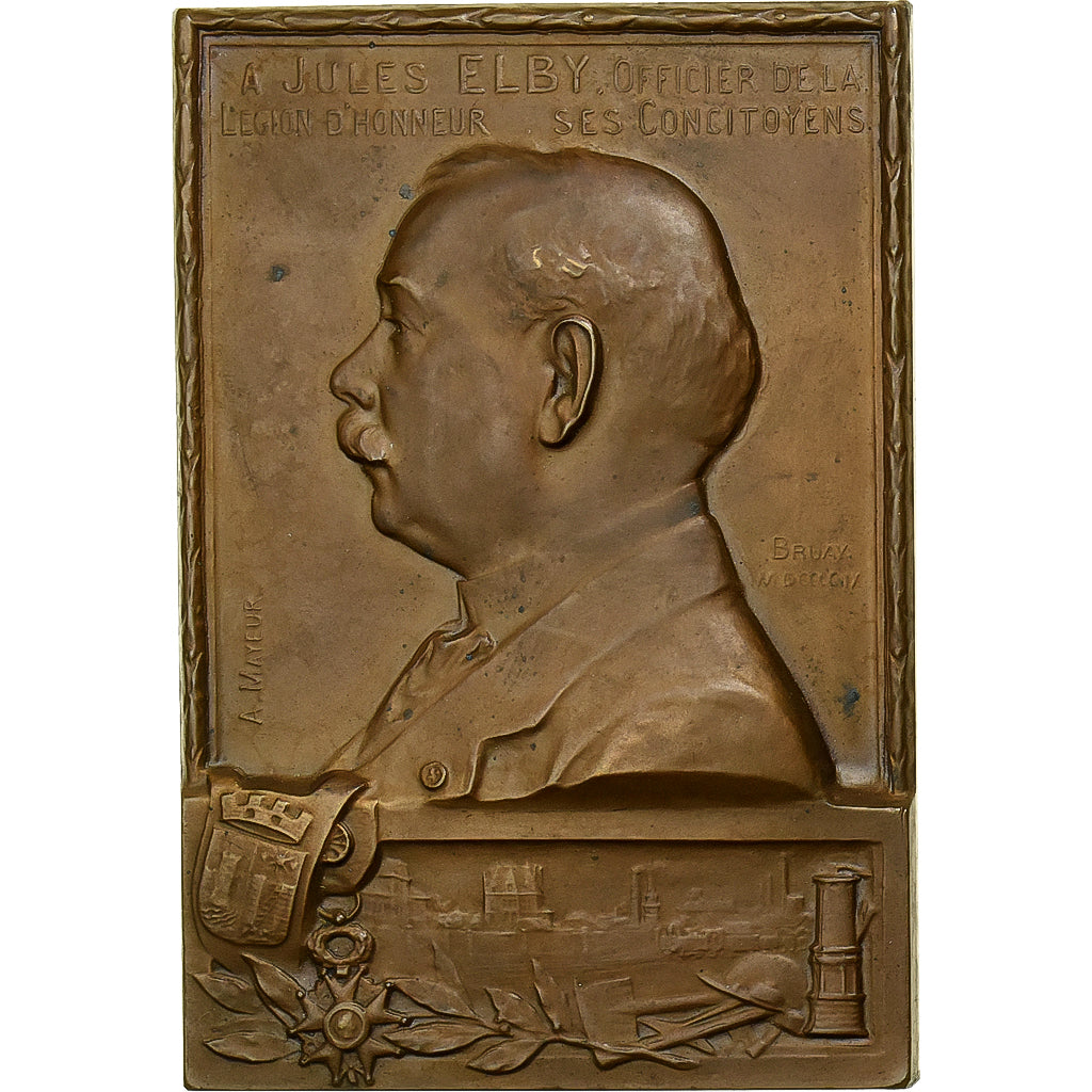 France, Medal, Jules Elby, Bruay, 1909, Bronze, Mayeur, AU(55-58)
