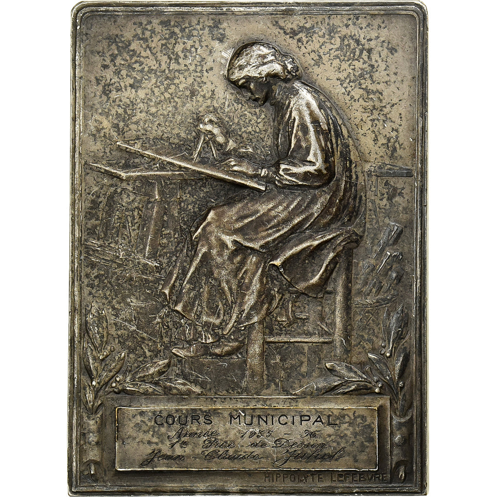 Francia, medalla, Cours Municipal, 1er Prix de Dessin, 1935, Bronce plateado