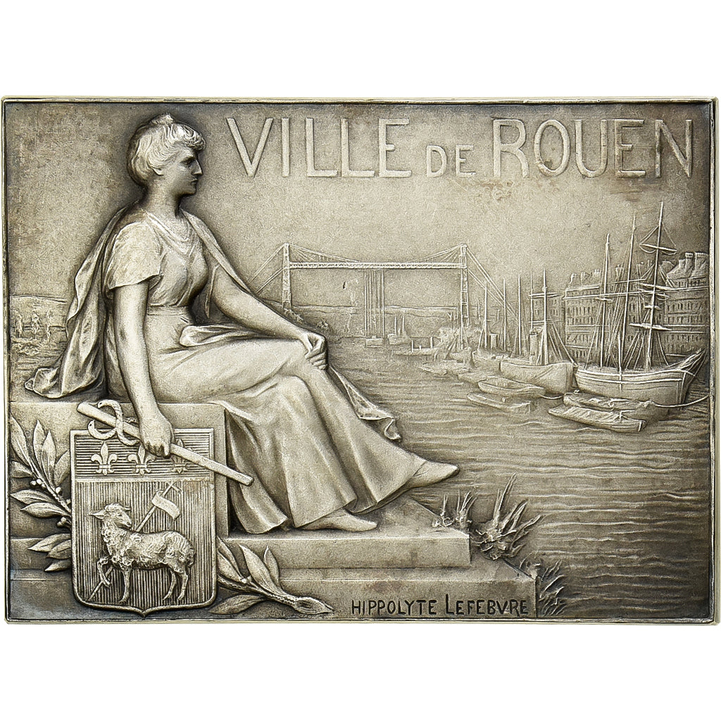 Francia, medalla, Ville de Rouen, Bronce plateado, Lefebvre, EBC
