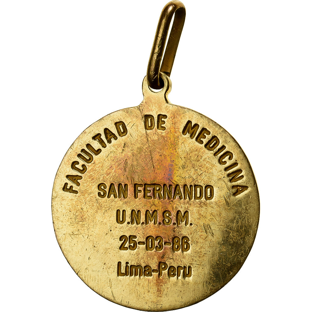 Pérou, Médaille, Facultad de Medicina, 1986, Gilt Metal, TTB+, San Fernando