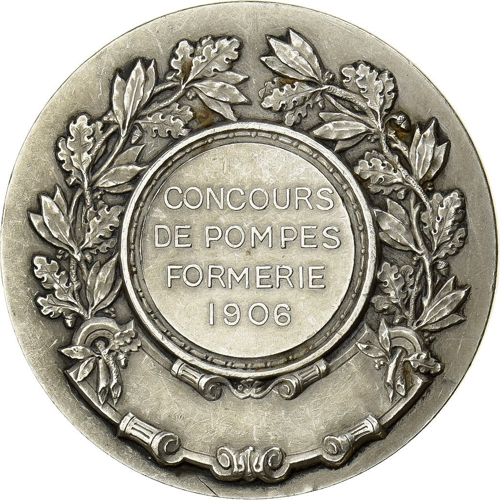 France, Medal, Concours de Pompes, Formerie, 1906, Silver, Arthus Bertrand