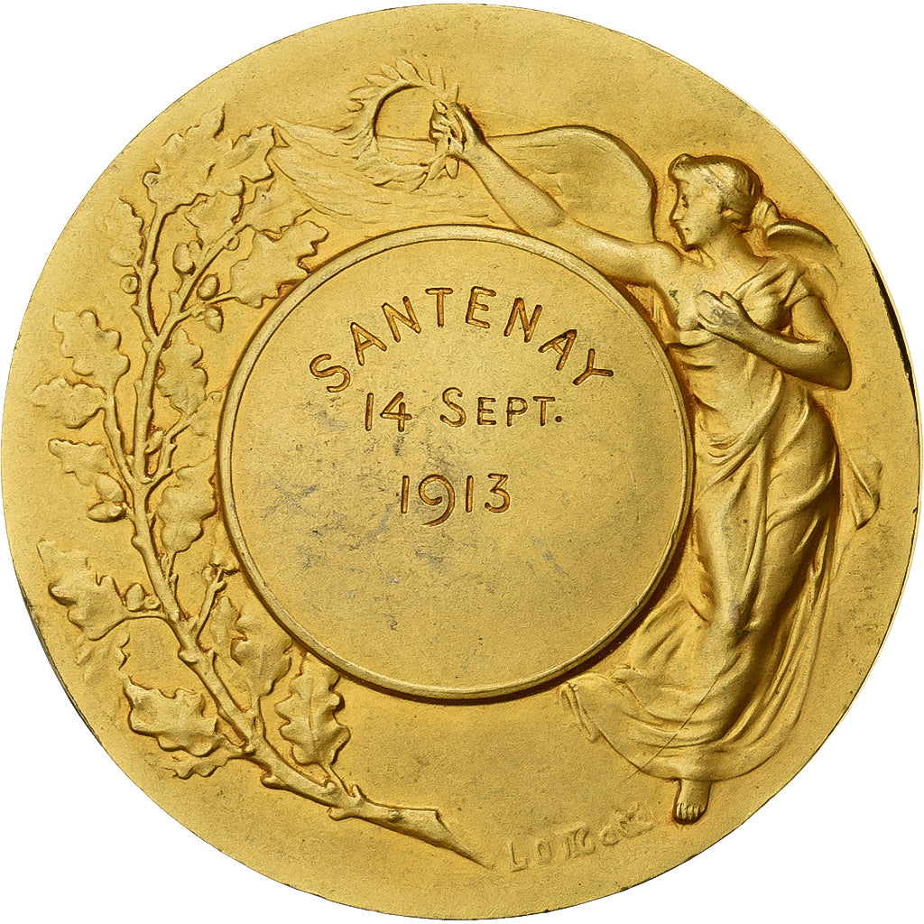 Frankreich, Medaille, Patria, Ville de Santenay, 1913, Gilt Bronze, Mattei, SS+