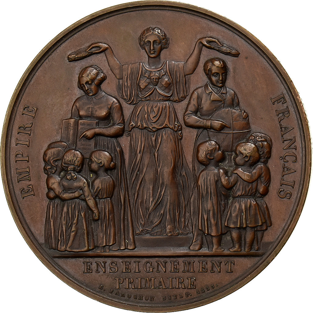 Frankreich, Medaille, Enseignement primaire, 1857, Kupfer, Farochon, SS+