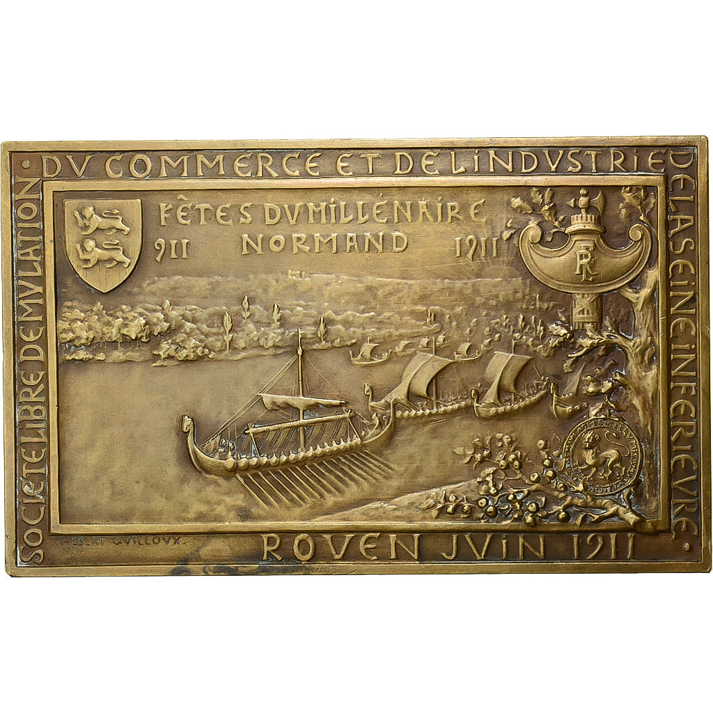 Francia, medaglia, Fêtes du Millénaire Normand, Rouen, 1911, Bronzo, Guilloux