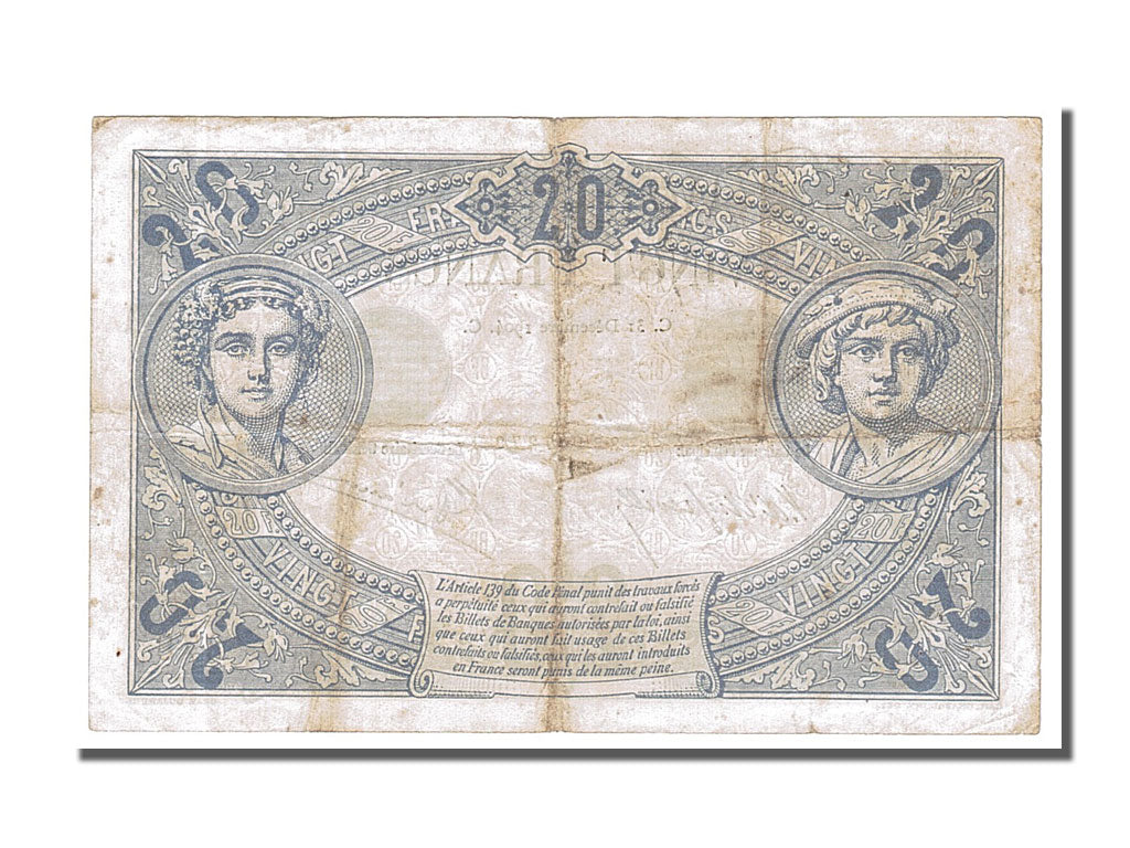 Banknote, France, 20 Francs, 20 F 1874-1905 ''Noir'', 1904, 1904-12-31