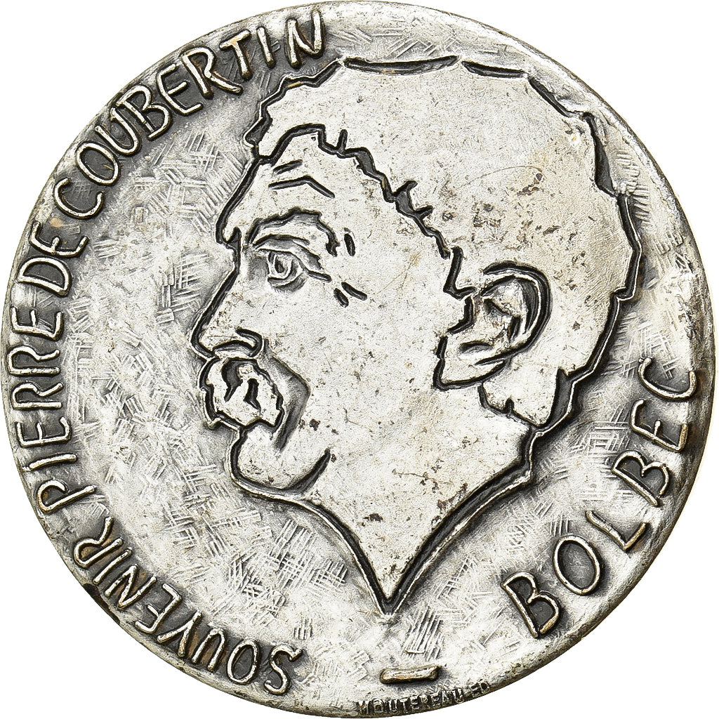 Francia, medaglia, C.I.O, Souvenir Pierre de Coubertin, Bolbec, 1986, Bronzo