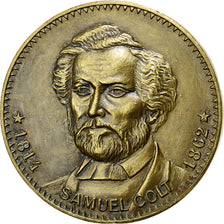 France, Medal, Samuel Colt, Silvered bronze, AU(55-58)