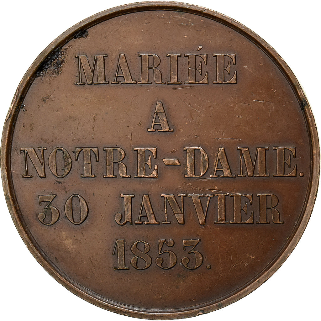 Frankreich, Medaille, Mariage d'Eugénie à Notre Dame, 1853, Kupfer, Borrel, VZ