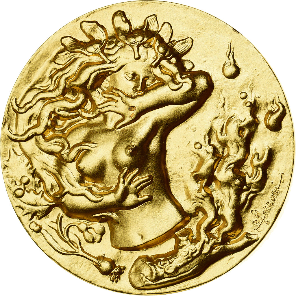 Francia, medaglia, La Cinquième Saison, Hiver, Bronzo dorato, Nino Ferrari, FDC