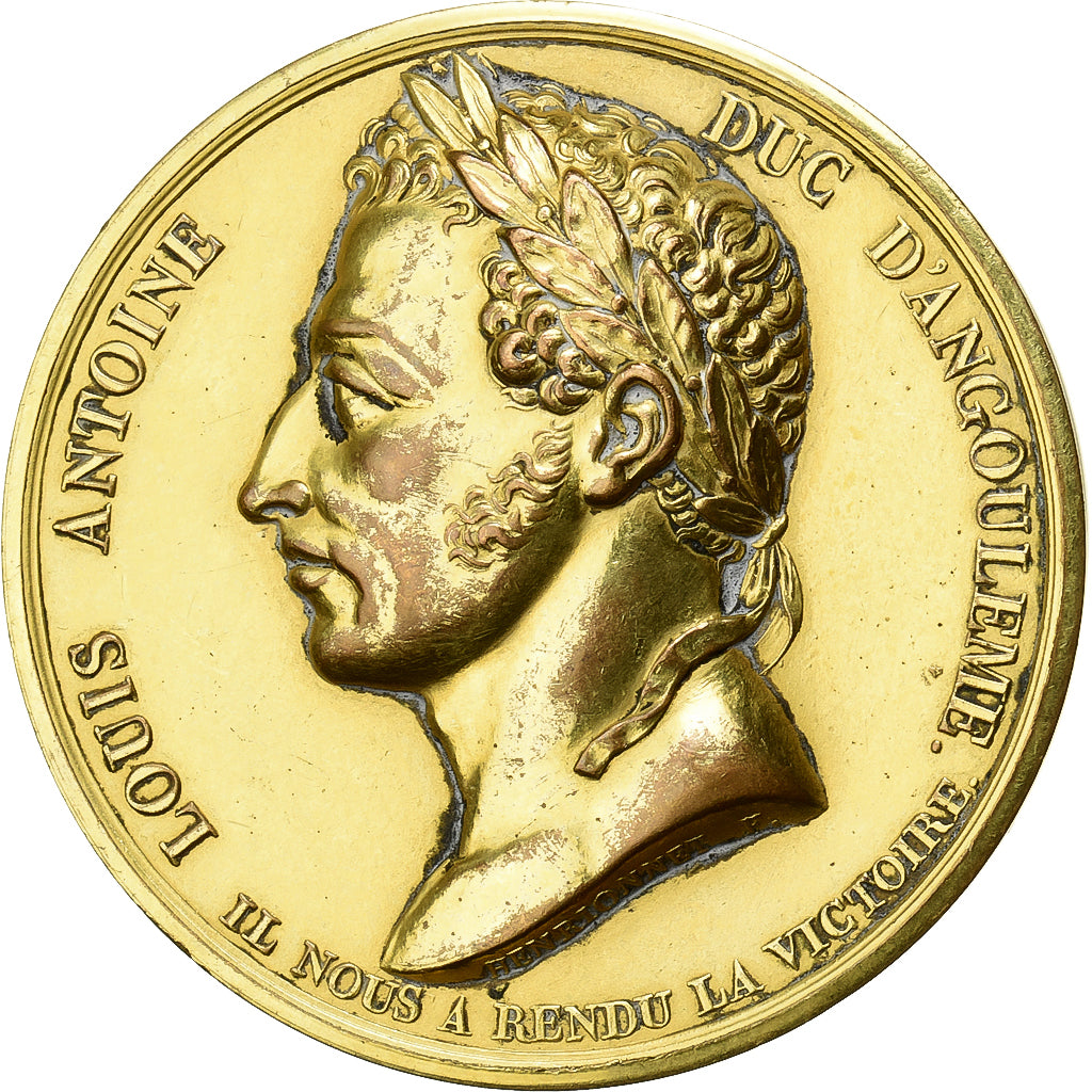 Francia, medaglia, Pilulier, Louis Antoine, Duc d'Angoulême, 1823, Rame dorato