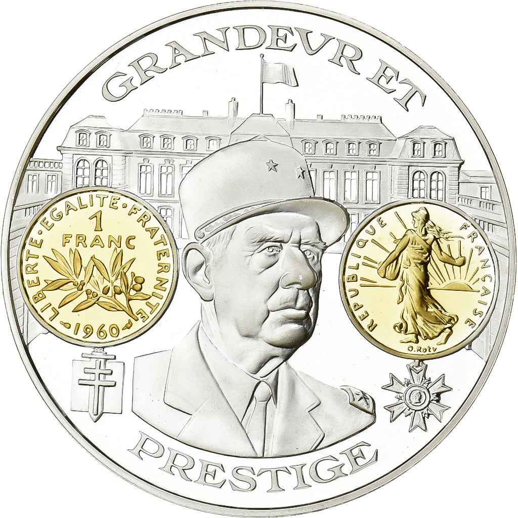 France, Medal, 2000 Ans d'Histoire Monétaire, Franc Semeuse, Silver, MS(65-70)