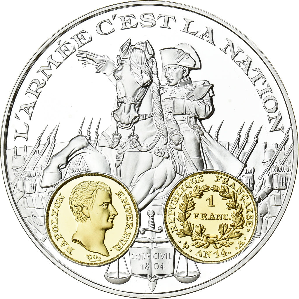 France, Medal, 2000 Ans d'Histoire Monétaire, 1 Franc Napoléon Ier, Silver