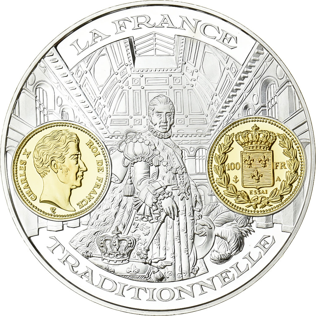 France, Médaille, Histoire Monétaire, 100 Francs Or Charles X, Argent, FDC