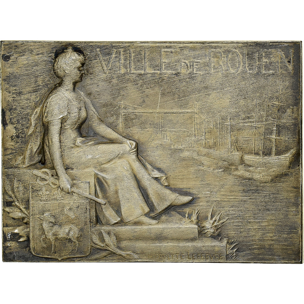 Francia, medaglia, Art Nouveau, Ville de Rouen, Bronzo argentato, Lefebvre, BB+