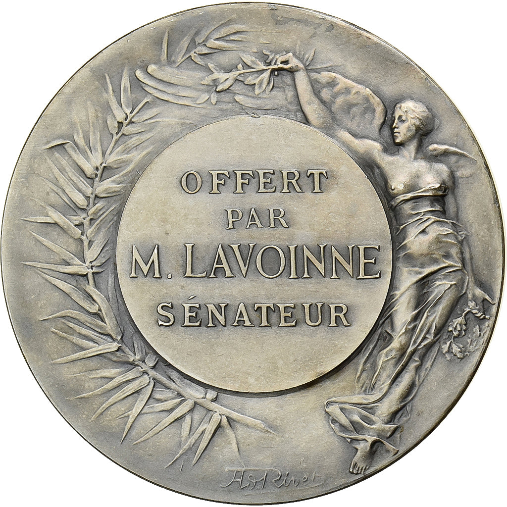 Frankrijk, Medaille, Offert par M. Lavoine, Sénateur, Silvered bronze, Bottée