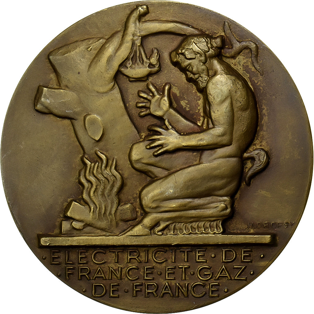 Frankrijk, Medaille, Électricité de France et gaz de France, Bronzen, Dropsy