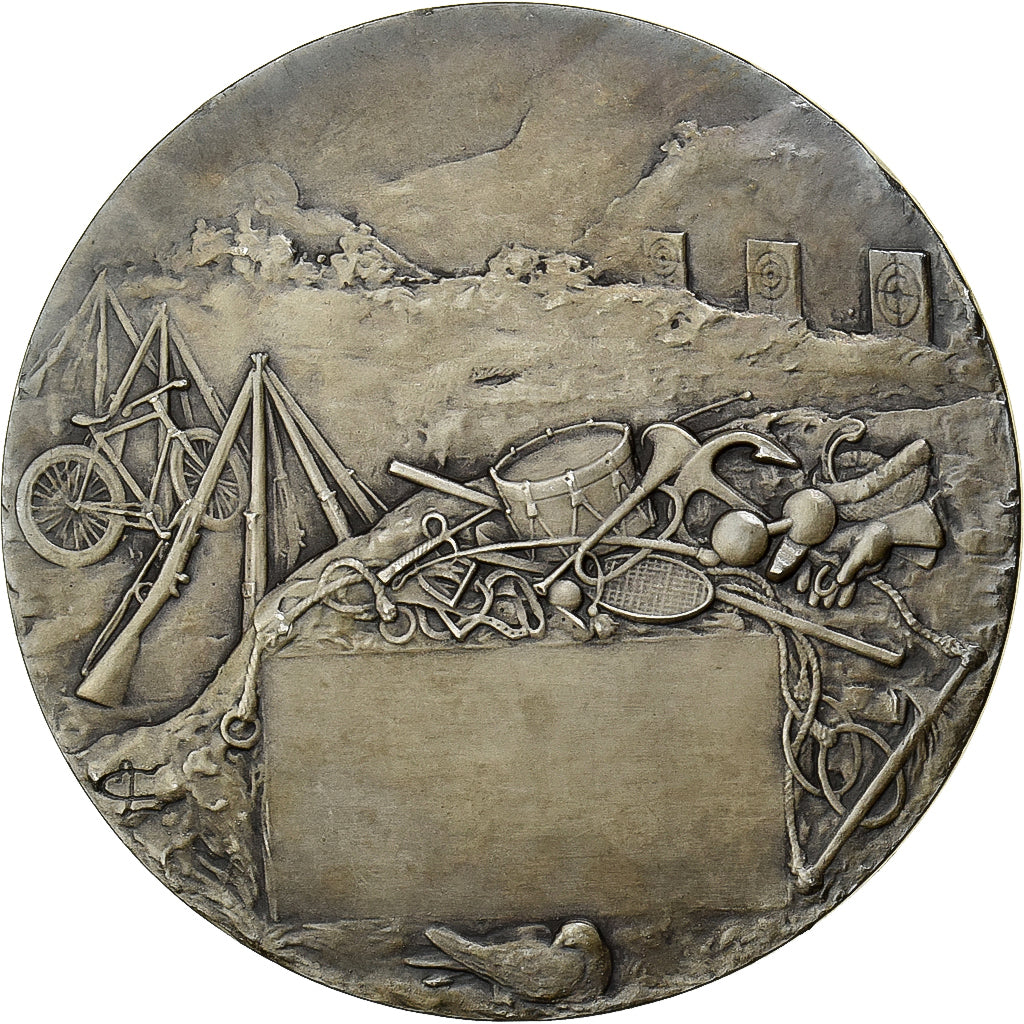 Francja, medal, Préparation Militaire, Tir, Brąz posrebrzany, Coudray, MS(63)