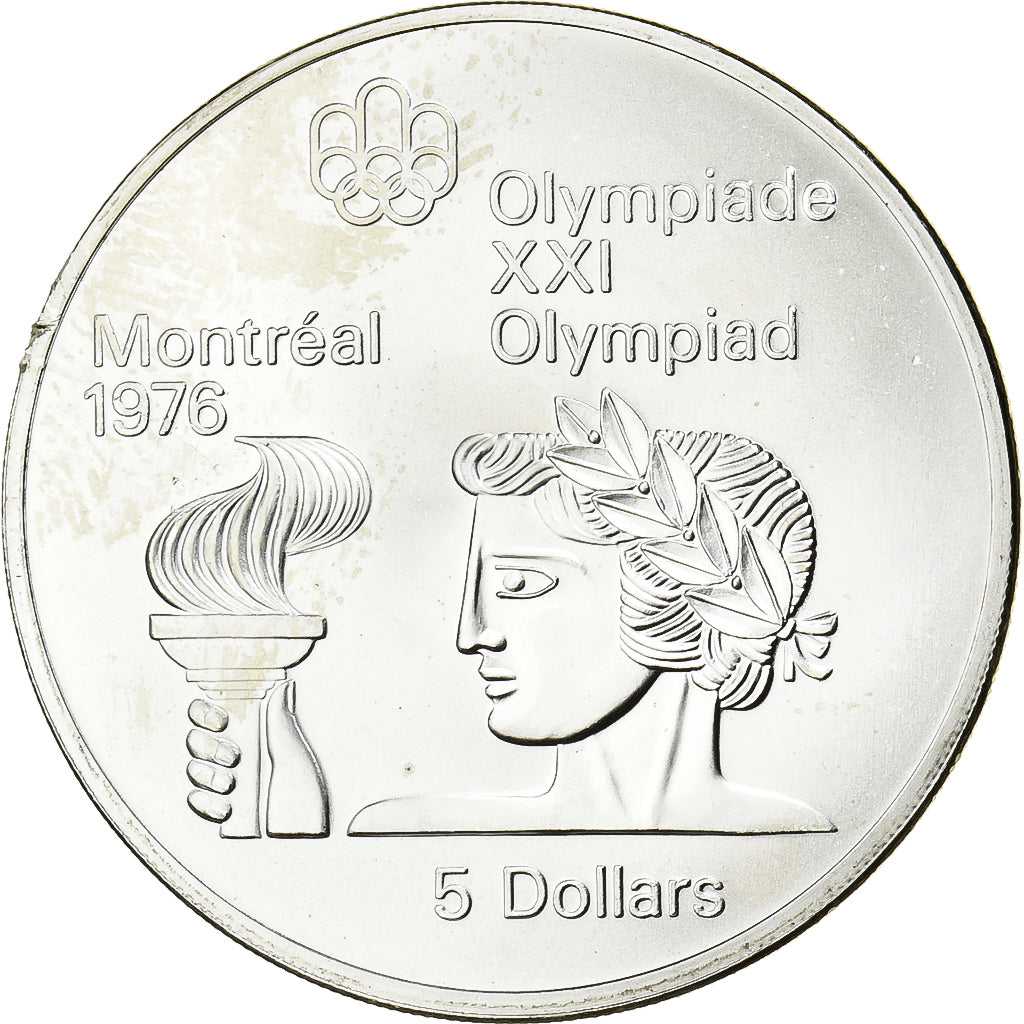 Canada, Elizabeth II, 5 Dollars, 1976 Olympics - Athlete with Torch, 1976, Royal