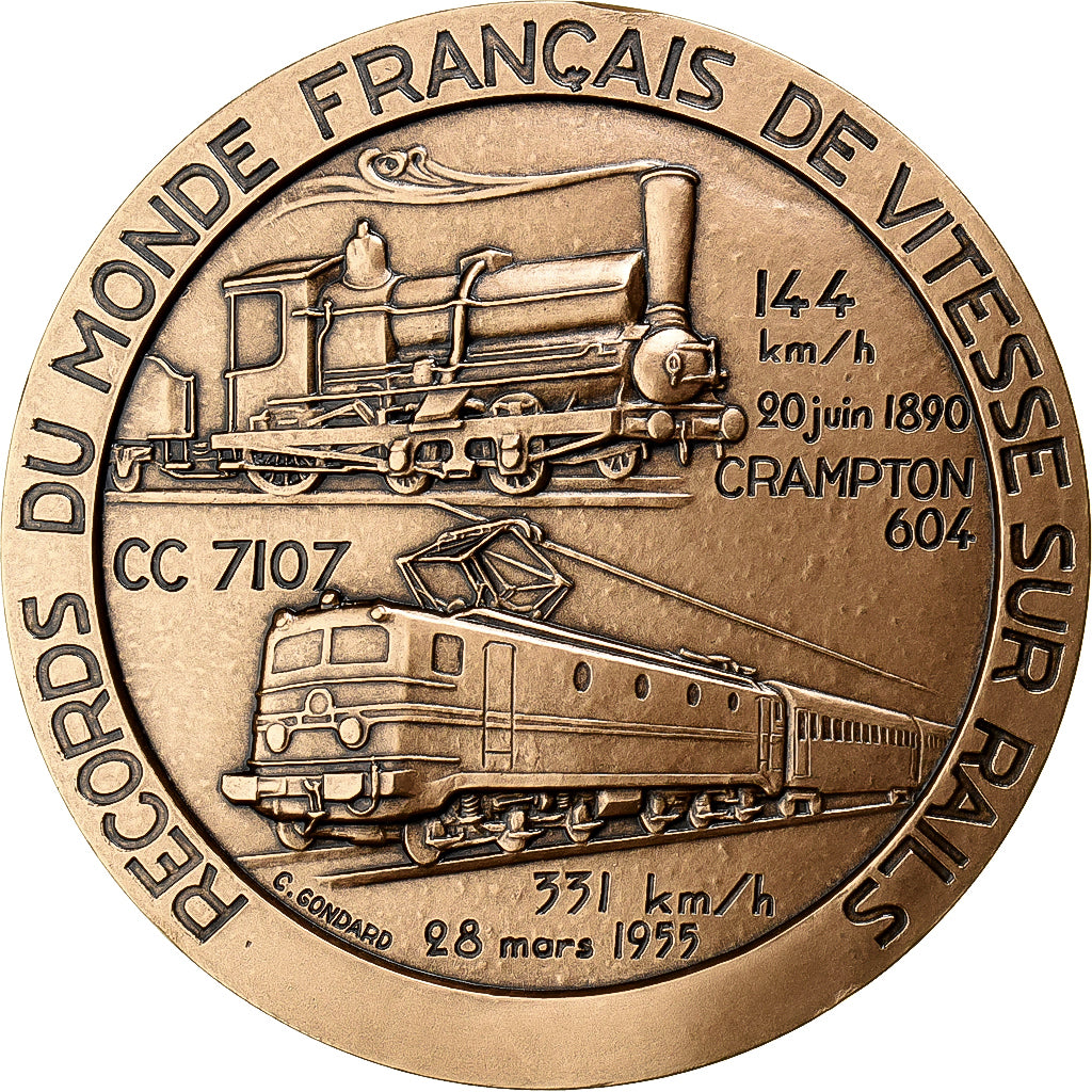 France, Medal, TGV, Records du Monde Français de Vitesse, 1981, Bronze, C.