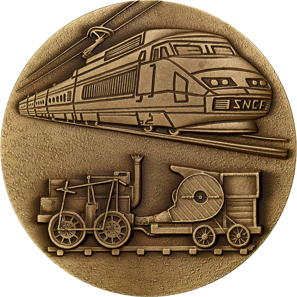 Francia, medaglia, 150ème Anniversaire du Chemin de Fer, 1982, Bronzo, SPL