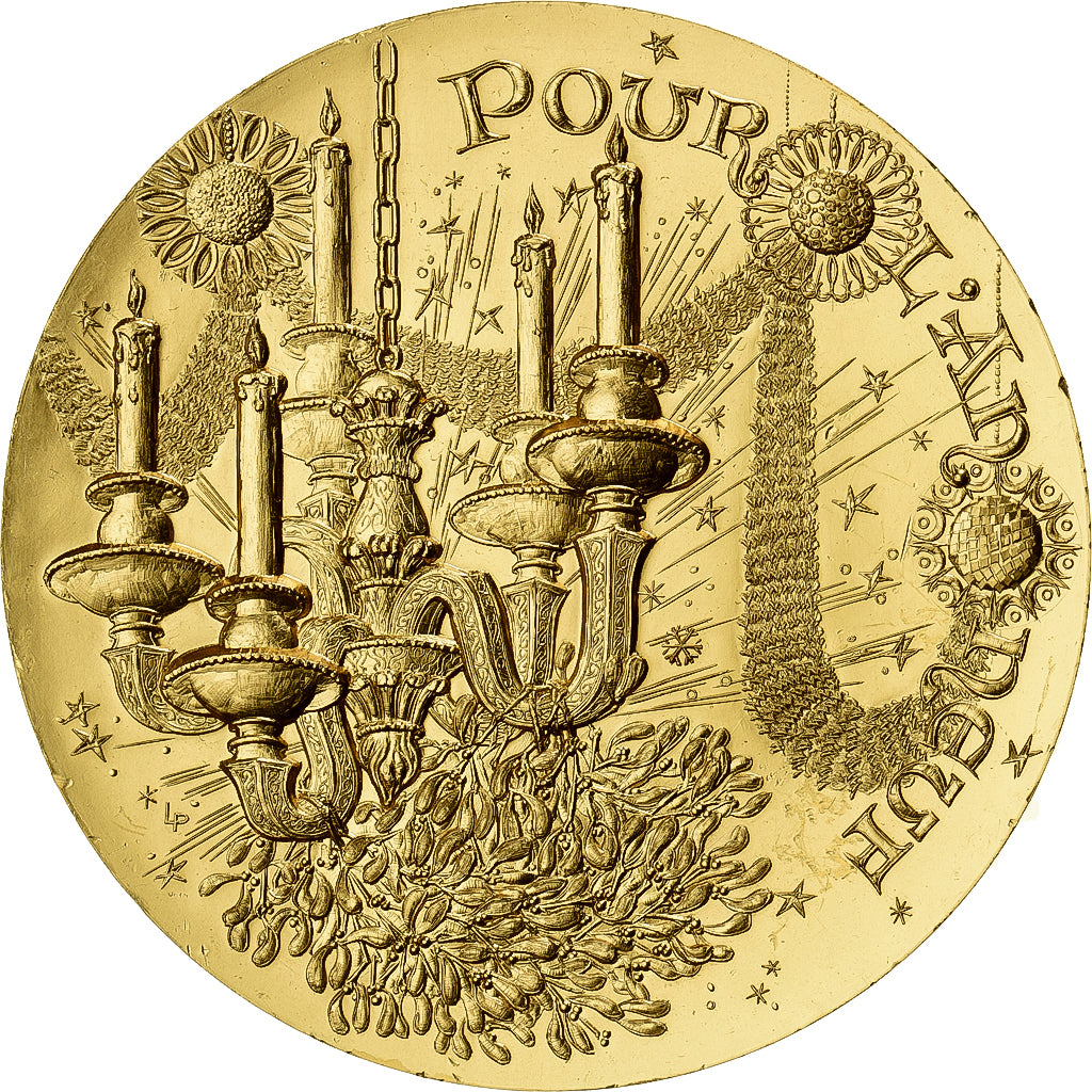 França, medalha, Voeux, Nouvelle Année, 1976, Bronze Florentin, Lecuyer