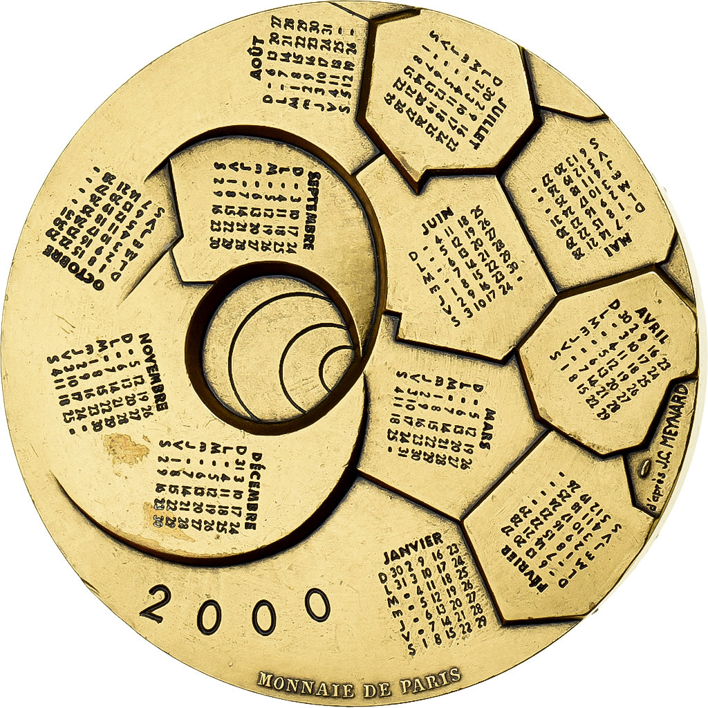 Frankreich, Medaille, Calendrier, Nouvelle Année, 2000, Bronze, Monnaie de